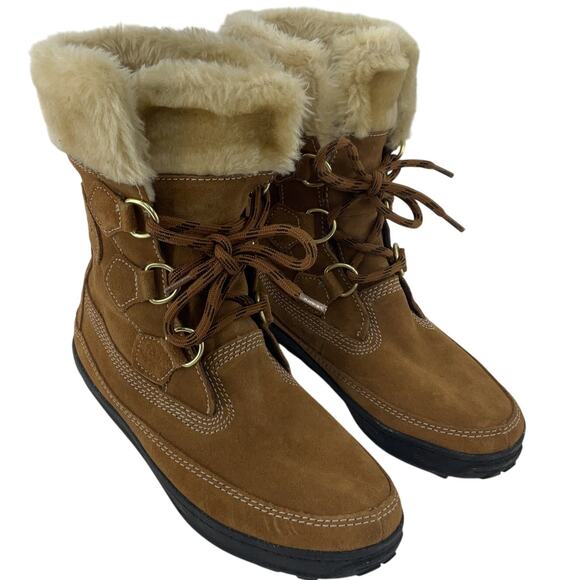 Timberland Mukluk Women's Snow Boots Tan/Cream Leather Size 6 Preowned - Picture 1 of 7